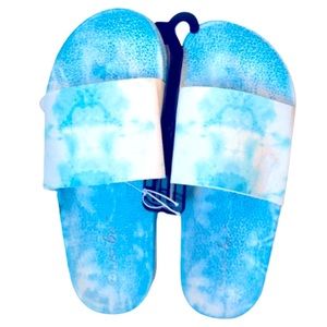 Blue Tie Dye Pool Slides